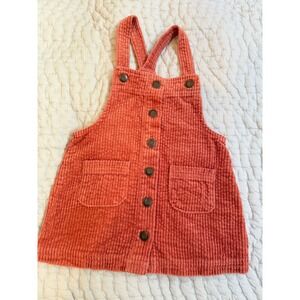 Max Studio Kids Girls Terracotta Corduroy Pinafore Jumper Dress Orange 12M